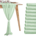 10 Pack Sage Green Chiffon Table Runners, 120 x 12 in by VZZNN