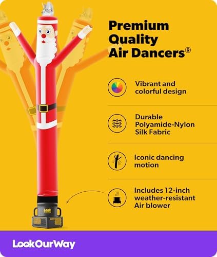 LookOurWay Air Dancers Inflatable Tube Man Attachment | 10ft Tall Set | Wacky Waving Christmas Inflatables Tube Guy | Blower Included | Outdoor Holiday decoration | Christmas Theme - Santa - Image 2