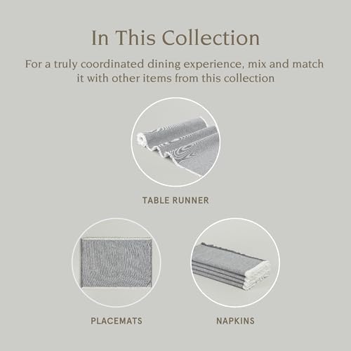 Over&Back 18x108 Woven Frayed Chambray Cotton Table Runner - Washable Table Runners for a Custom Home Decor Tablescape - Hand-Finished Frayed Edges - Coffee Table, Dinner Table, Living Room - Grey - Image 4