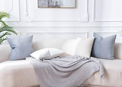JUSPURBET 28x28 Euro Velvet Throw Pillow Covers Set of 2,Silver Gray - Image 2