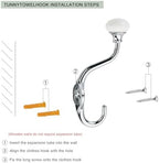 TUNNY Coat Hooks - 5 Pack Polished Chrome Towel Hooks Robe Hooks Decorative Wall Hooks for Bathroom Bedroom Kitchen Towel Robe Clothes Cabinet Closet Bathroom Hardware - Image 6