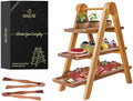 MAJURI 3 Tier Wooden Serving Tray, Halloween Serving Tray, Set of 2 Tongs Free, Tiered Serving Trays for Party, Picnic, Your Perfect Elevated Charcuterie Stand and for 3 Tiered Dessert Stand Lovers by MAJURI
