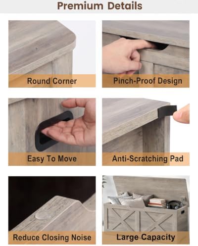 Timberer 47.2" Storage Chest, Wooden Storage Bench, Entryway Shoes Bench - Image 6