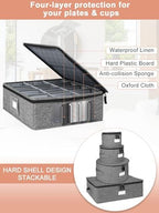 Cirhy Rigid China Storage Containers, Mug & Cup Organizer,5-Piece Set,Grey - Image 2