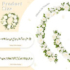 Findosom Total 12.4Ft Artificial Flowers Garlands for Decoration, White - Image 5