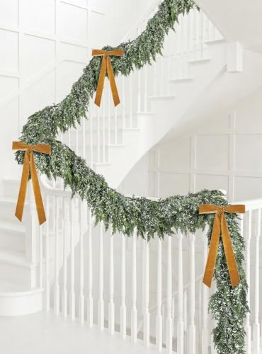 4Pcs Christmas Snow Norfolk Pine Garland,6Ft Artificial White Frost Garland by PurpleStar
