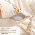Boho Throw Pillow Covers Tufted Farmhouse Pillowcase with Tassels - Image 3