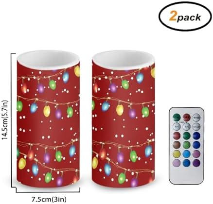 Christmas Lights Flameless Candles LED Candles with Remote and Timer Red Electric Fake Plastic Pillar Candles Christmas Decorations for Living Room Bedroom Home Indoor Holiday Party - Image 3