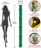 WANNA-CUL Pre-Lit 6 Feet/72 Inch Christmas Garland for Front Door with Lights Champagne Gold Christmas Mantel Garland Decoration with Ball Ornaments, Poinsettia Flowers,Ribbon,Battery Operated 30 LED - Image 2