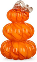 Stacked Glass Pumpkin Decor, Fall Halloween Table Centerpiece, Orange by Arborus