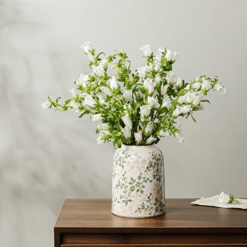 Ceramic Flower Vase for Home Decor, Vintage Green Farmhouse Vase 8 Inch - Image 2