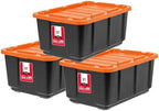 IRIS USA 3-Pack 27 Gal Heavy Duty Storage Tote Bins with Lids, Orange by IRISUSA