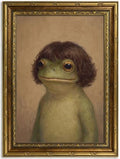 Gold Framed Funny Frog Portrait Wall Art, Quirky Canvas Print, 16x12 by Qzzrin