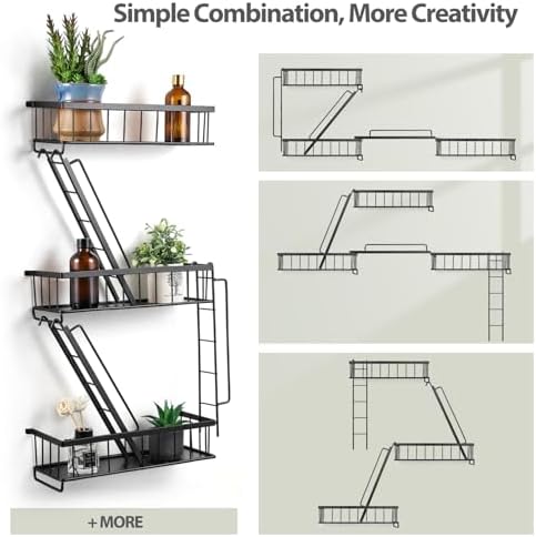SweetSage Fire Escape Wall Shelf - New York Decorative Ladder Shelf, Wall Art Floating Shelf Black Metal Shelves for Bedroom, Home Office Storage and Display (3-Tier) - Image 6