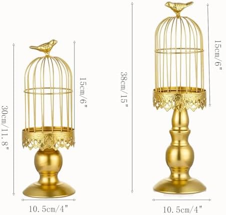 2PCS Iron Birdcage Candle Holder Decorative for Weddings Home Vintage Detachable Centerpieces Tables Hanging Outdoor Indoor Courtyard - Image 2