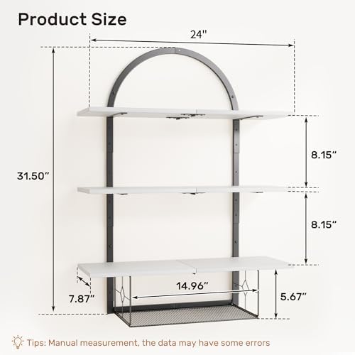 XLHOMO Floating Shelf for Wall- 31.5"x 24" 3+1 Tier White Bathroom Floating Shelves with Basket for Bathroom, Living Room,Bedroom and Kitchen - Image 2