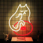 Cat DJ Neon Sign Vinyl Record LED Light for Bedroom Bar Music Room Decor by CKTBLEY