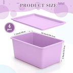 Menkxi 4 Pcs Storage Bins with Lids, Dark Purple, Light Purple, Small - Image 2
