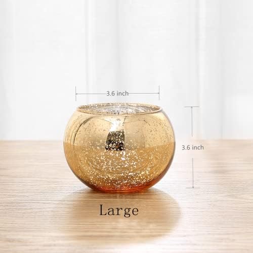 Set of 6 Bling Vases - Round Golden, Silver & Rose Gold Table Vases for Party, Wedding & Centerpiece (Gold, Large) - Image 3