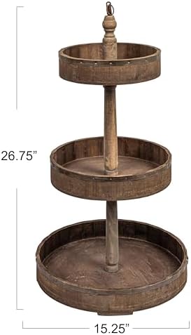 Creative Co-Op Decorative Wood & Tin 3 Tier Tray - Image 3