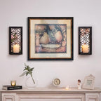 Black Candle Sconces Wall Decor Set of 2 Gothic Wood Candle Display Shelves - Image 3