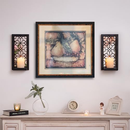 Black Candle Sconces Wall Decor Set of 2 Gothic Wood Candle Display Shelves - Image 3