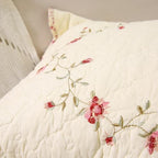 vctops Set of 2 Cotton Quilted Embroidered Decorative Square Throw Pillow Covers with Scalloped Floral Soft Cushion Case for Couch Sofa Bed (Flower D,18"x18") - Image 5