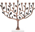 The Dreidel Company Large Copper Hanukkah Menorah Tree of Life with Stone Base 11 Inches Long by TheDreidelCompany