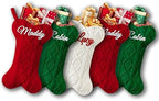 Personalized Dog Christmas Stockings 5 Pack, Custom Name Knitted Christmas Stockings, 16.9” Large Xmas Stocking for Dogs Cats Pets, Bone Shape Fireplace Hanging Holiday Xmas Party Decoration by Bianspz
