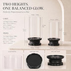 Set of 2 Black Cast Iron Hurricane Candle Holders Flower Base - Image 5