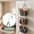 Wall Hanging Rope Baskets 3-Tier Boho Organizers (Gray & Black, Large) - Image 4