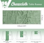 16 Pack Sage Green Table Runner 10FT Cheesecloth Table Runner Boho Gauze Table Runners Long Rustic Sheer Fabric Table Runners for Wedding Party Bridal Shower Farmhouse & Home Decor - Image 2