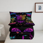 Butterfly Bedding Set, Trippy Ombre Dragonfly Comforter Set for Kids Girls Teens, Gradient Rainbow Butterflies Bedding Comforter Sets, Psychedelic Colorful Moth Quilt Halloween Bedroom Decor, Queen - Image 6