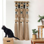 Macrame Wall Hanging Geometric Khaki Boho Fiber Craftsmanship 15.7"W*39"L by FLBER