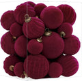 XmasExp 36PCS Velvet Christmas Ornaments Set Mixed Flocked Balls Ornaments Shatterproof Christmas Tree Decorations for Holiday,Party,Home(Burgundy) by XmasExp