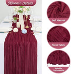20 Pack Burgundy Cheesecloth Table Runner 120 Inch 10FT Rustic Boho Gauze Cheese Cloth Table Runner for Wedding Party Baby Shower Thanksgiving Christmas Decoration - Image 3