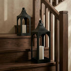 MOZEAL 20" Large Grace Spire Floor Lantern - Black Heavy Metal No Glass - Rust-Resistant, in/Out Use, for Fireplace/Patio/Entryway/Porch - Vers Event/Home - Vintage Holder for Pillar/LED Lights - Image 4