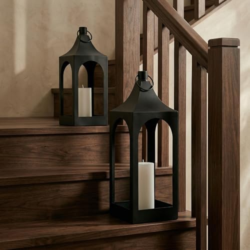 MOZEAL 15" Medium Grace Spire Hanging Lantern - Black Heavy Metal No Glass - Rust-Resistant, in/Out Use, for Centerpieces/Tables/Shelves/Hooks - Vers Event/Home - Vintage Holder for Pillar/LED Lights - Image 4