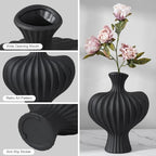 Ceramic Flower Vase Home Decor,11" Rustic Vintage Clay Black Heart Terracotta Vases Farmhouse Table Vases Living Room Decor Pottery Pots for Home Shelf Coffee Dining Desk Fireplace - Image 2