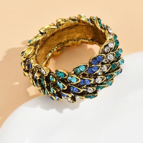 Jeweled Peacock Napkin Rings Set of 12 for Wedding Party, Blue - Image 3