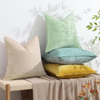 decorUhome Spring Couch Throw Pillow Covers 18x18 Set of 2, Decorative Soft Velvet Neutral Chenille Pillow Covers with Elegant Design for Sofa Bed Living Room Home Decor, Beige (Pack of 2) - Image 4