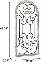 ABBSR Rustic Wood and Metal Arch Wall Decor, Vintage Style Iron Window Frame Panel, Distressed Farmhouse Home Decor(17.75x43.5H) - Image 2
