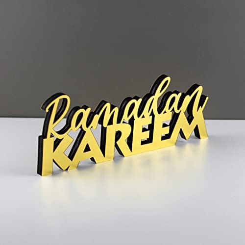 iwa concept | Wooden Acrylic Islamic Tabletop Decors | Ramadan Kareem and Eid Mubarak Decoration | Muslim Gifts | (Ramadan Kareem-6, Gold) - Image 2