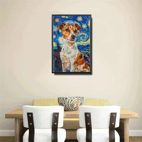 Metal Sign Vintage Tin Sign Jack Russell Starry Night Jack Playful Jack in A Celestial Sky for Home Garden and Seasonal Displays Corrosion Resistant Aluminum 6×8 Inches with Metal Frame - Image 4