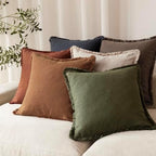 Foindtower Decorative Linen Fringe Throw Pillow Covers 26×26 Orange Brown - Image 6