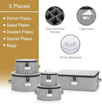 Stack Store Plus More China Storage Set for Plates, Cups and Mugs - 5 pc set - Hard Shell and Stackable, Fully Padded Interior, 48 Plate Dividers Included - Image 2