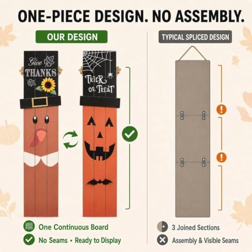 One-Piece Reversible Halloween Thanksgiving Porch Sign - Image 3