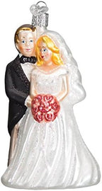 Old World Christmas Bridal Couple Glass Blown Ornament for Christmas Tree, Handcrafted Holiday Decoration, Wedding Collection by OldWorldChristmas
