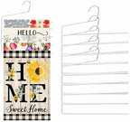 5 Pack 5-Tier Garden Flag Hangers, Garden Flag Storage Heavy Duty Multi Layers Space Saving, Organizer Holder, Non-Slip Open-Ended Design for Garden Flags, Pants, Jeans, Ties & More (White) by Unknown