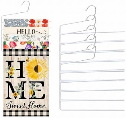 5 Pack 5-Tier Garden Flag Hangers, Garden Flag Storage Heavy Duty Multi Layers Space Saving, Organizer Holder, Non-Slip Open-Ended Design for Garden Flags, Pants, Jeans, Ties & More (White) by Unknown